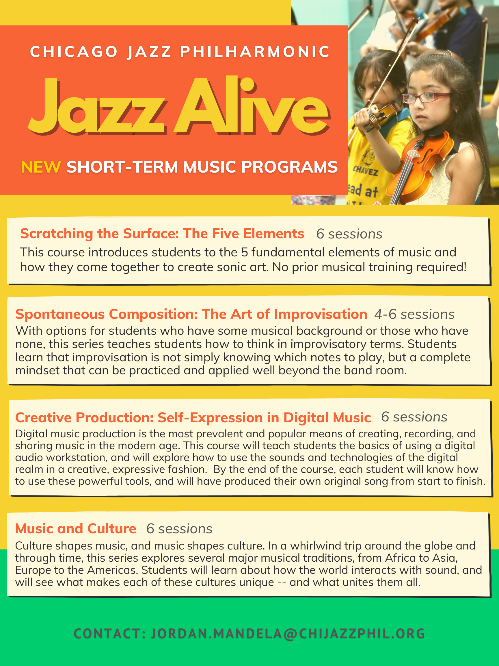 NEW Jazz Alive Short-Term Music Programs